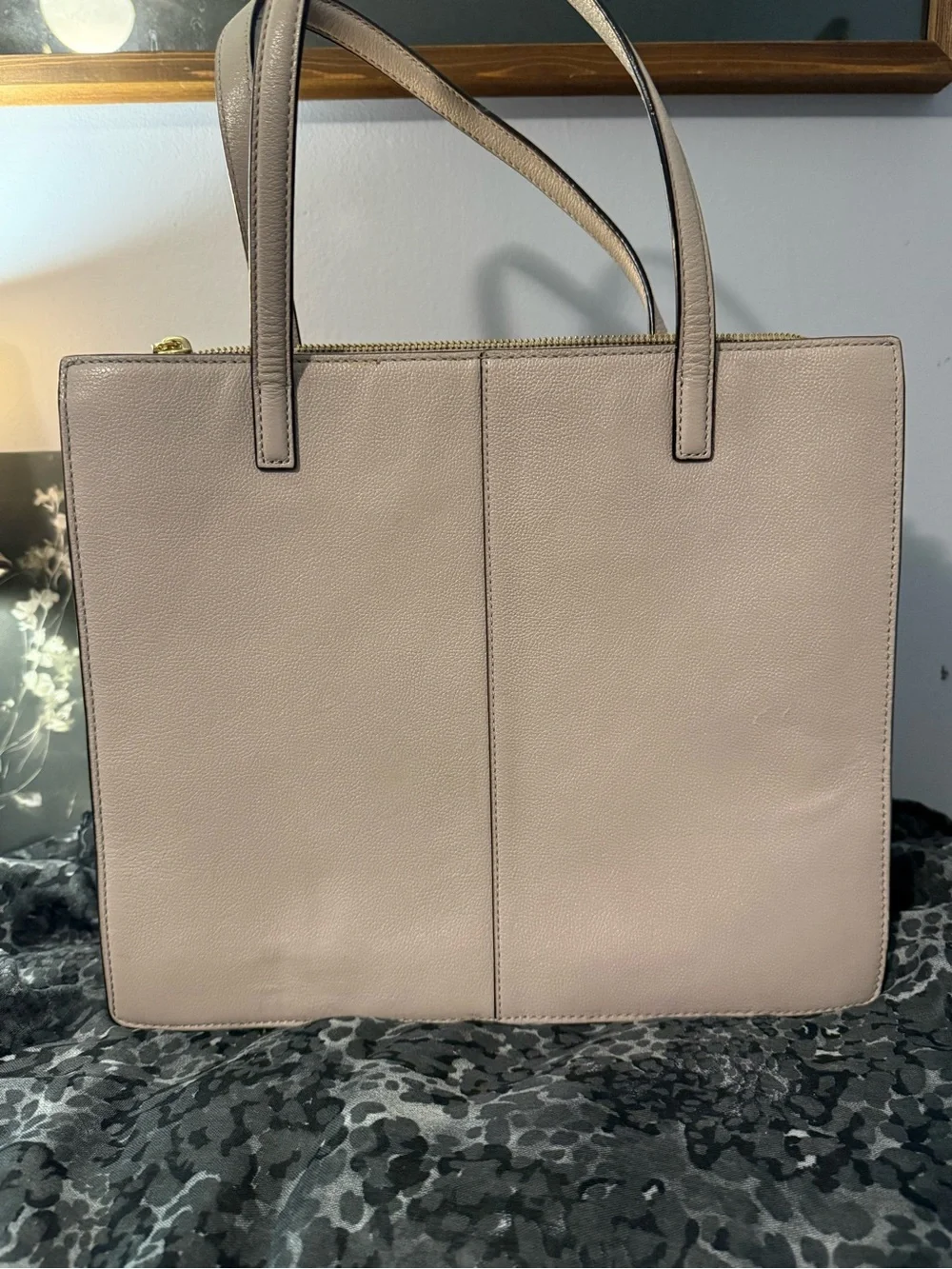 kate spade Nude and Black Leather Satchel with Front Envelope Flap